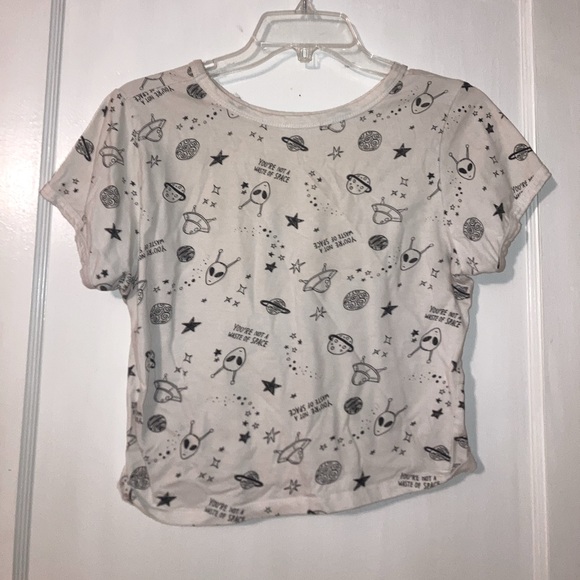 Not a Waste Of Space Women’s Black and White Crop Top Tee - Picture 1 of 1